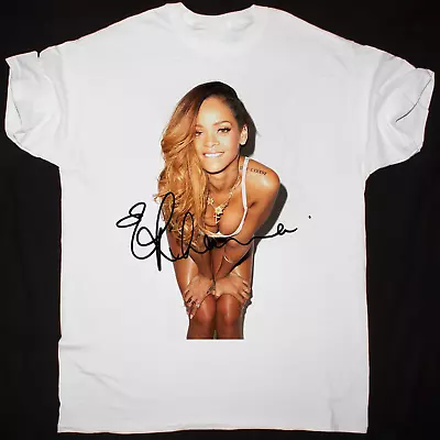 Rihanna Signature Sexy T- Shirt Short Sleeve Cotton White Men S To 5XL • $18.99