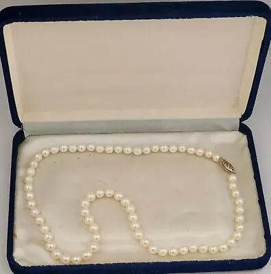 Vintage 14k Yellow Gold  Cultured White Pearl 16  Strand Necklace. • $79