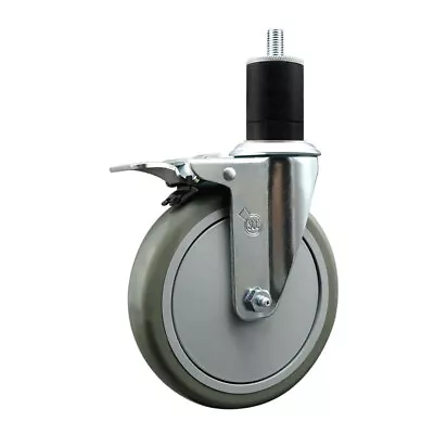 6 Inch Gray Poly Swivel 1-3/4 Inch Expanding Stem Caster Total Lock Brake SCC • $54.63