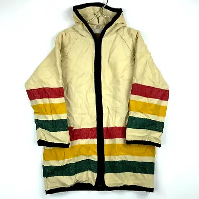 Vintage Woolrich Women's Hudson’s Bay Blanket Full Zip Wool Jacket Size Medium • $103.99