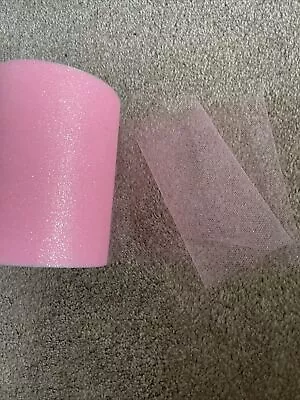 £1 • Buy 3m Of 150mm Wide Soft Nylon Sparkly Pink Glitter Tulle Net Wedding/Tutu/Craft