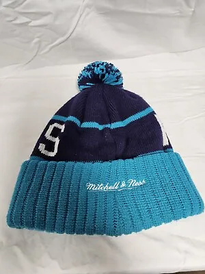 Charlotte Hornets NBA Throwback Beanie Winter Pom Knit Ski Hat Mitchell & Ness • $16