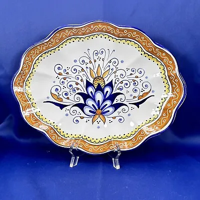 Italian MAESTRI MAIOLICARI FAENTINI Oval 11.5  X 9  Hand Painted Majolica Plate • $25