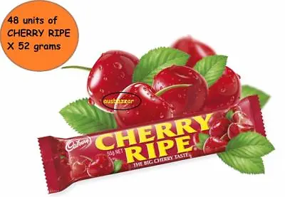 48 X Cadbury Cherry Ripe Milk Chocolate Medium Bars 52g - 2.49Kg Bulk Wholesale • $71.79