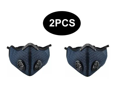 2PC Sports Anti-Pollution BreathableCycling Face Mask Protection Filter Blue • £9.99