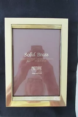 Vtg New Solid Brass 5 X 7 Picture Frame Picture This Hand Polished Lacquer Coat • $14.50