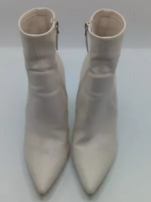 Zara Beige Faux Leather Zip Up Ankle Boots UK 5 EU 38 • £14.99