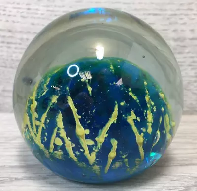 Mdina Malta Art Glass  Blue Green Paperweight- Unsigned & Unlabelled • £12.40