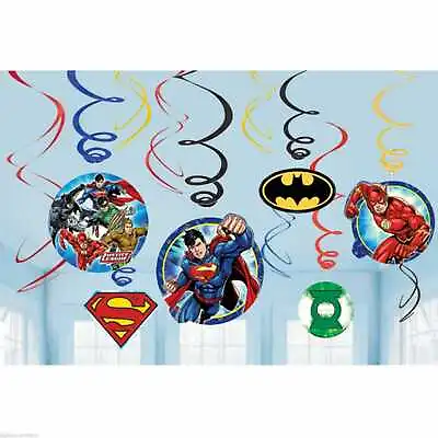 $3.99 • Buy Justice League Birthday Party 12 Hanging Swirl Swirling Decorations