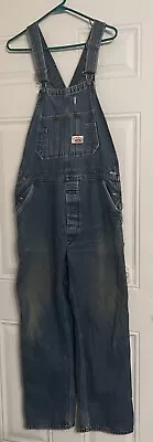 Vintage RoundHouse Brand Distressed Overalls Size 38x28 Carpenter Bib Made USA • $39.99