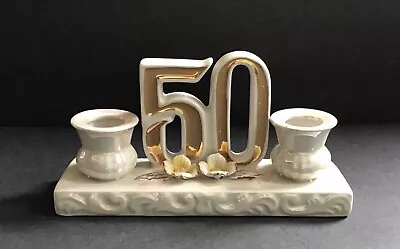 50th Wedding Anniversary Lusterware Candle Holder Centerpiece • £17.36