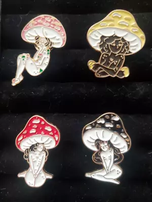 Set Of 4 Mushroom Girl Collection Enamel Collector Pins • $29.99