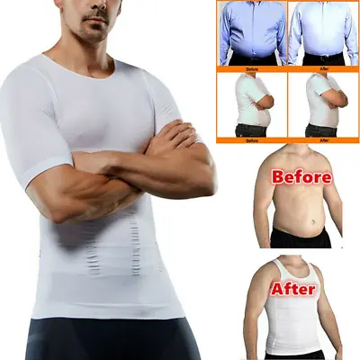 Men Slimming Body Shaper Waist Trainer Tank Top Fat Burn Belly Compression Vest • $12.34