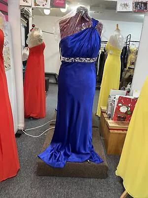 Thea Dora Royal Beaded One Shoulder  Prom Evening Dress Size 18 • $99