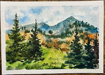 ACEO Original Watercolor Landscape Nature Mountains - 2.5x3.5 In - NEW • $8.65