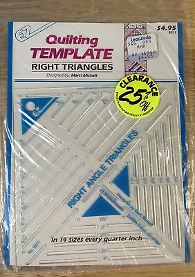 VTG EZ Right Triangles Quilting Template Plastic #9311 Marti Michell Retired NEW • $9.99