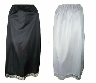 £14.95 • Buy Black OR White Maxi Half Slip Sizes 8-22 36  Length Anti Static Long Underskirt 