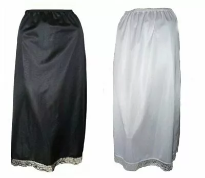 Black OR White Maxi Half Slip Sizes 8-22 36  Length Anti Static Long Underskirt  • £15.95