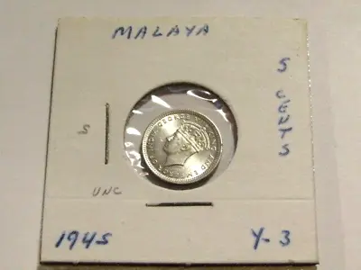 1945 Malaya 5 Cents Silver Unc Coin • $18.99