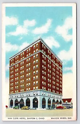 1930s-40s~Dayton Ohio OH~Van Cleve Hotel~Wagon Wheel Bar~Vintage Postcard • $4.50