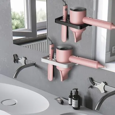 2 In 1 Wall Mounted Hair Dryer Holder Strong Load Capacity Hair Dryer Rack • £9.15