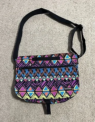 Yak Pak Multicolored GeometricDeluxe Messenger Bookbag Travel Shoulder Strap Bag • $19.99