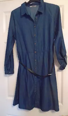 £0.99 • Buy Ladies Tu Smart Button Front Long Sleeve Denim Style Dress With Belt - Size 16