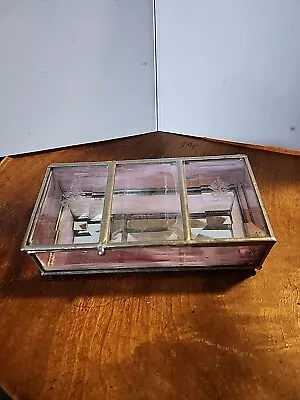 GLASS JEWELRY BOX VIA VERMONT Silver With Mirror Rectangle • $8