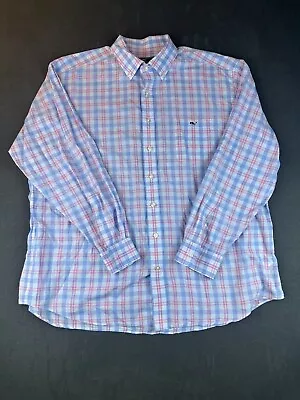 Vineyard Vine Classic Fit Tucker Shirt  Men’s 2XL Blue Pink Plaid Checkered • $18.37