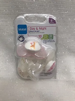 MAM Infant Baby Day & Night Ortho 3pk Pacifiers Binkys Pink Giraffe Stars 6+M • $12.34