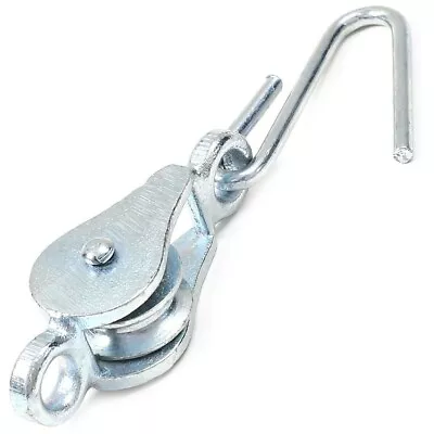 PULLEY BLOCK & HOOK Heavy Duty 32Mm Single Rope Hoist Builder Lift Winch Wheel • £6.31