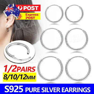 $4.95 • Buy 2Pairs Surgical Steel Huggie Hoop Sleeper Ring Earrings LipEarNose Body Piercing
