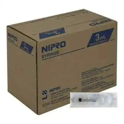 Nipro 3ml (3cc) Luer Lock Syringe Sterile 100/Box JD03L • $17.99