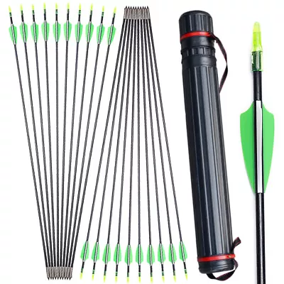 6/12X 31  Archery Fiberglass Arrows Hunting Recurve Compound Bow Quiver Practic • $45.55