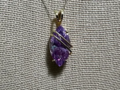 14k Yellow Gold Mystic Topaz Estate Pendant 20  Chain Marquise Shape • $134.99