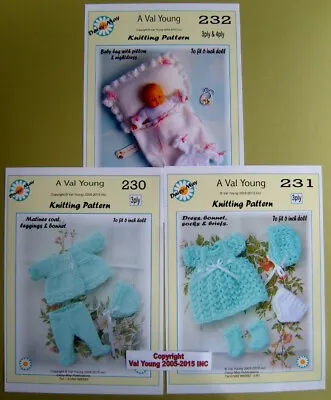 3x DOLLS KNITTING PATTERNS 4 A *6  DOLL*A Val Young Pattern • £4.99