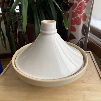 TAG Moroccan Terracotta TAGINE Ivory Glazed Pottery Made In Portugal • $45