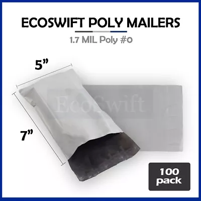 100 5 X 7 EcoSwift White Poly Mailers Shipping Envelopes Self Seal Bags 1.7 MIL • $4.99