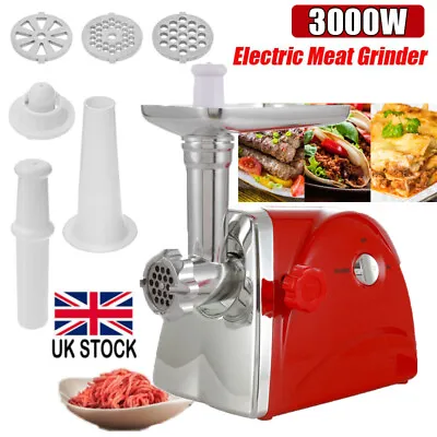 Electric Meat Grinder Sausage Maker Filler Home Kitchen Mincing Machine 3000W UK • £51.99