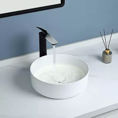 14  Round Bathroom Ceramic Vessel Sink Combo Vanity Basin Bowl W/ Pop Up Drain • $69.99
