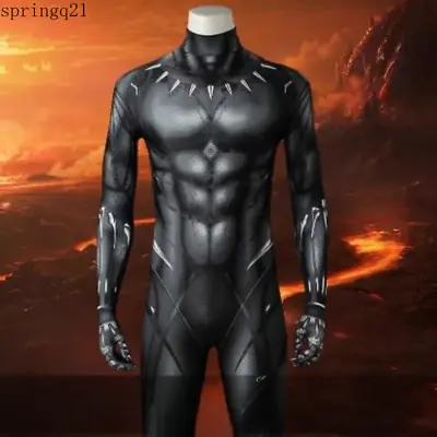 Marvel Movie Black Panther T'Challa Cosplay Bodysuit Jumpsuit Costume Adults 1PC • $54.89