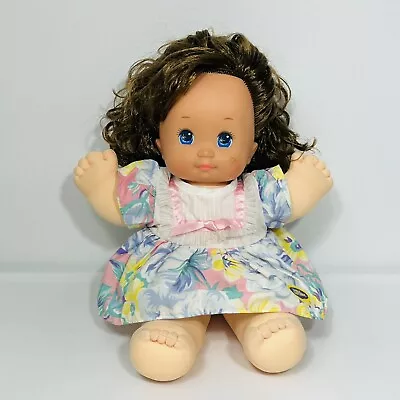Magic Nursery Doll 1989 Mattel Blue Eyes Brown Curly Hair Flower Dress Vintage • $14.76