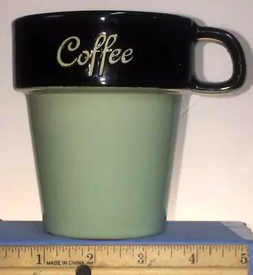 Mulberry Home Collection Green Black Flower Pot Coffee Cup Mug 14oz • $10