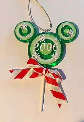 Disney Very Rare 2006 Green Mickey Mouse Icon Christmas Lollipop Ornament • $30