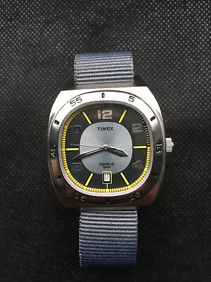 £49 • Buy Timex Retro Square Face Indiglo Quartz Watch 50m Grey NATO Strap