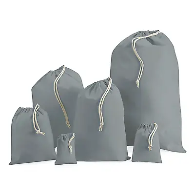 Grey REUSABLE COTTON DRAWSTRING STORAGE BAG - 6 Sizes 100% Cotton Drawstring • £1.10