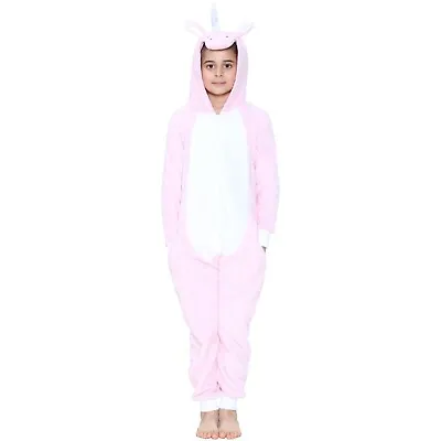 Kids Girls Pink Unicorn A2Z Onesie One Piece Hooded Soft Xmas Costume 7-13 Year • £14.99