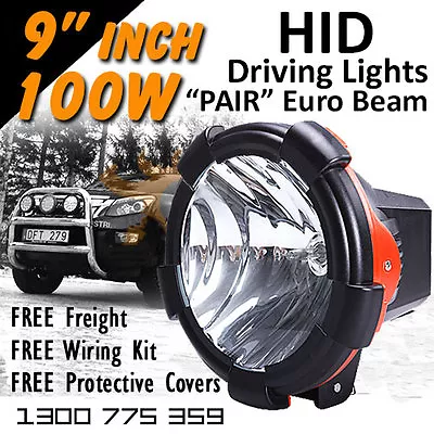 HID Xenon Driving Lights - 100w PRO 9 Inch Euro Beam 4x4 4wd Off Road 12v 24v • $325.55