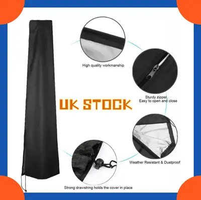 £6.80 • Buy Large Heavy Duty Garden Parasol Cover Patio Umbrella Waterproof Black Protection