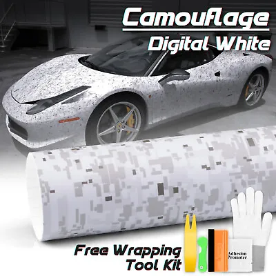 Camouflage Digital White Car Auto Matte Vinyl Sticker Wrap Decal Sheet Film • $7.95